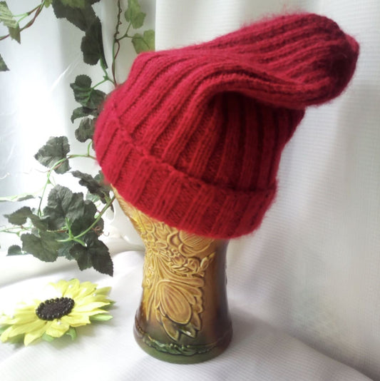 Handmade Red Knitted Wool Beanie